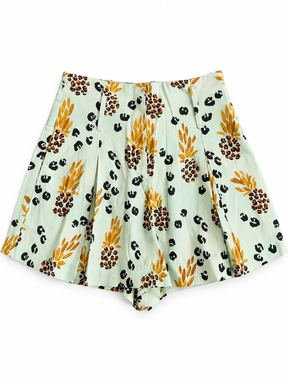 Jonathan Simkhai Mint High-Waist Pleated Shorts